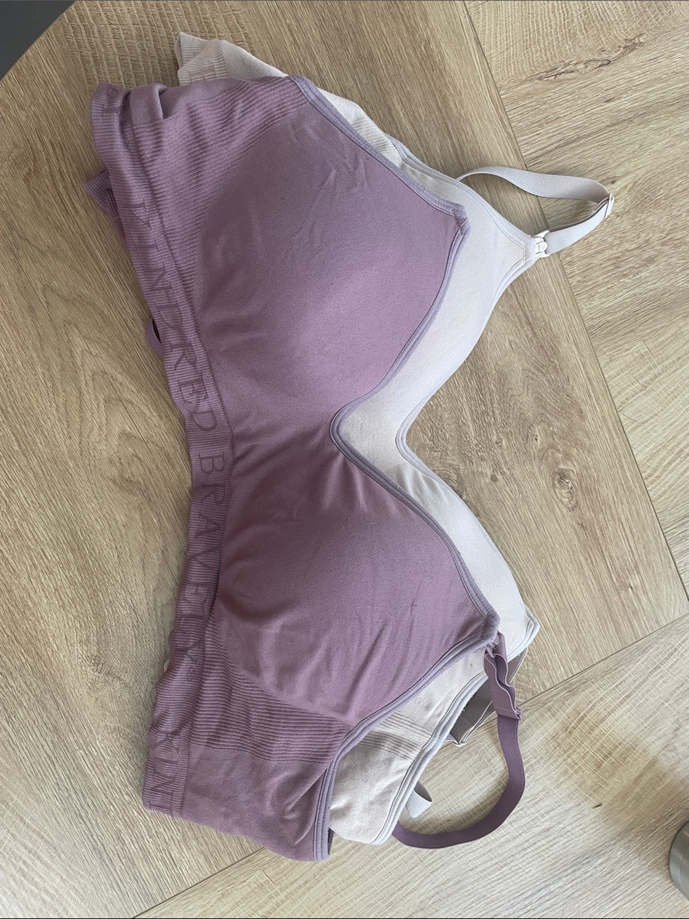 Kindred Bravely Mauve & Cream Wireless Bralette - pack of 2